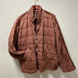 free people brown dolman quilted knit jacket